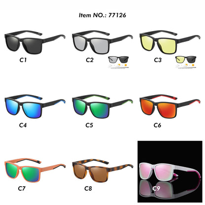 Vintage Square Chic Shield Mirrored Polarized Sporty Sunglasses
