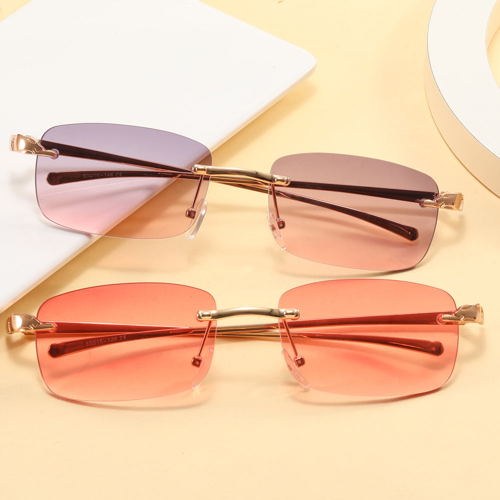 Rectangle Retro Vintage Rimless Sunglasses