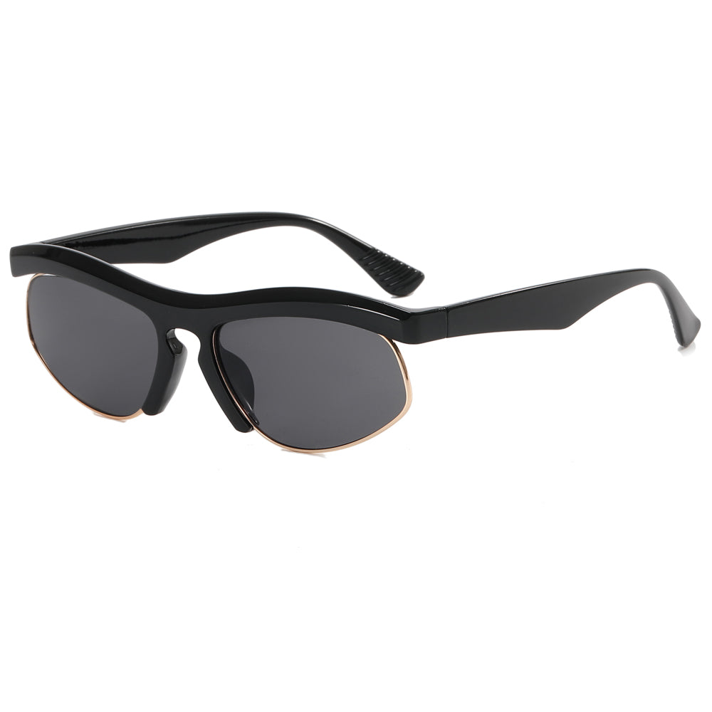 Y2K Rectangle Half Frame Women Sport Sunglasses