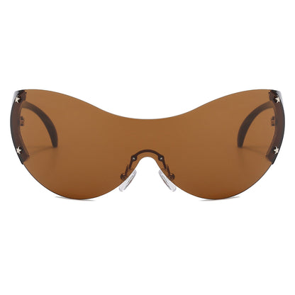Oversized One-Piece Lens Rimless Y2K Sunglasses