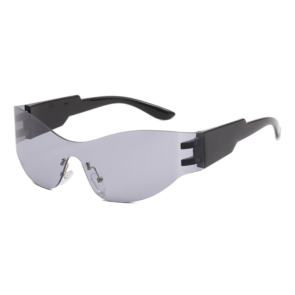 One Piece Oversized Rimless Shield Y2K Sports Sunglasses