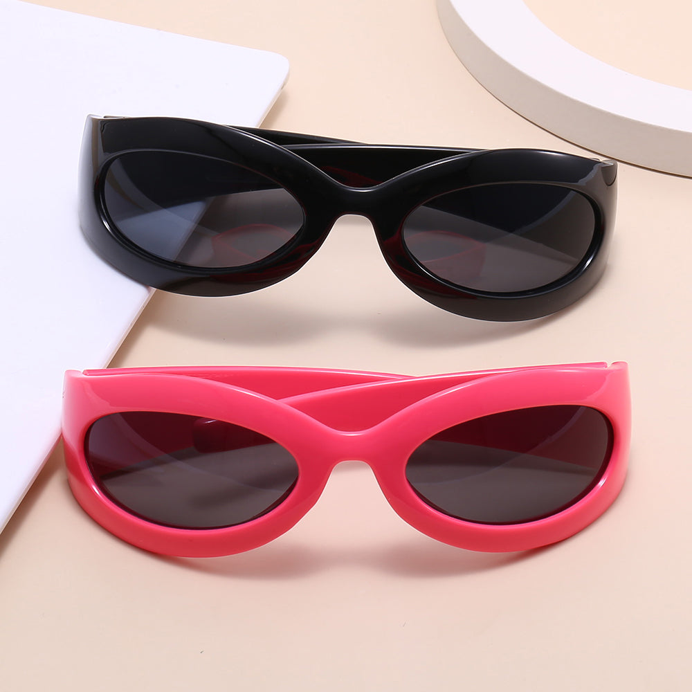 Retro Wrap Around Oval Outdoor Cycling Sporty Y2K Sunglasses