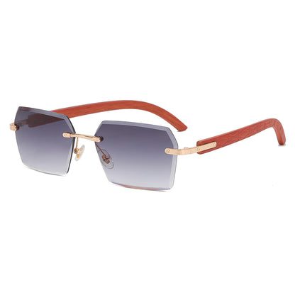 Small Rimless Rectangular Sunglasses