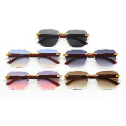 Rimless Rectangle Luxury Female SunGlasses