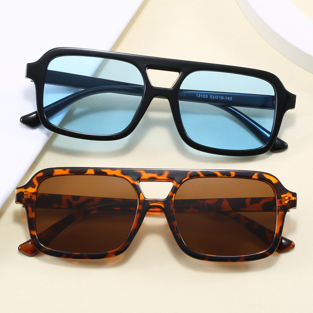 Trendy Rectangle Flat Top Shades Sunglasses