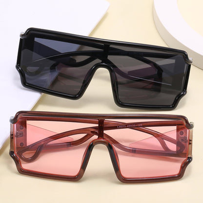 Flat Top One Piece Lens Men Women UV400 Oversize Sunglasses