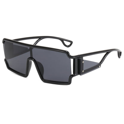 Flat Top One Piece Lens Men Women UV400 Oversize Sunglasses