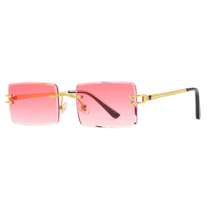 Retro Vintage Rectangle Rimless Sunglasses