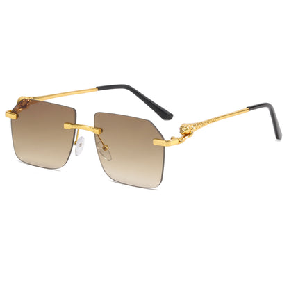 Diamond Cut Oversized Rimless Square Outdoor Holiday Sunglasses