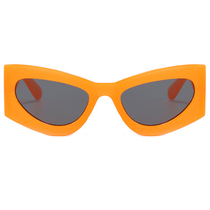Y2K Cat Eye Women Small Oval Jelly Color Wide Frame Sunglasses