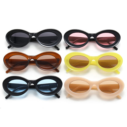 Women Retro Cat Eye Cool Oval Sunglasses