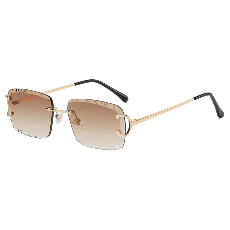 Tinted Diamond Cut Rimless Sunglasses