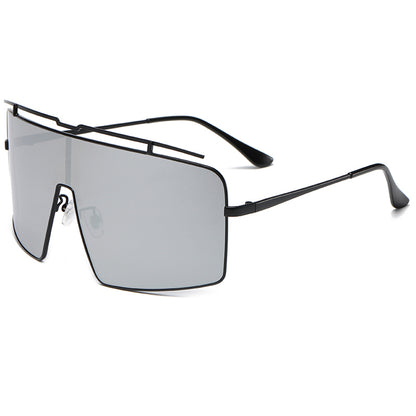 Oversized Metal Flat Top Shades Sunglasses