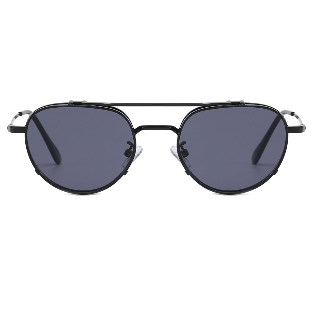 Retro Flat Top Metal Frame Sunglasses