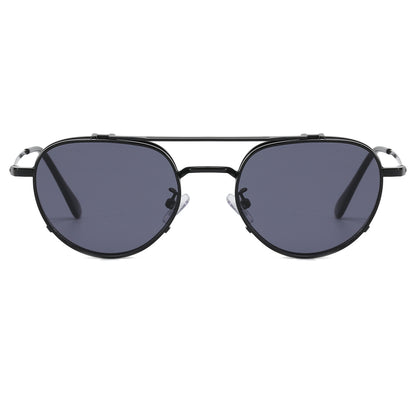 Retro Flat Top Metal Frame Sunglasses