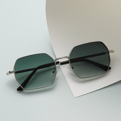 Retro Luxury Polygon Metal Frame Sunglasses