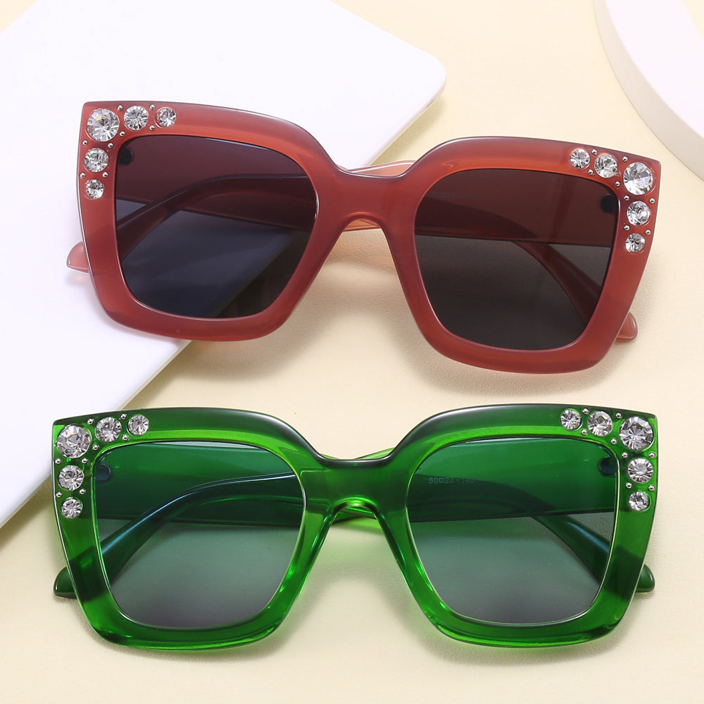 Retro Cat Eye Square Crystal Women Sunglasses