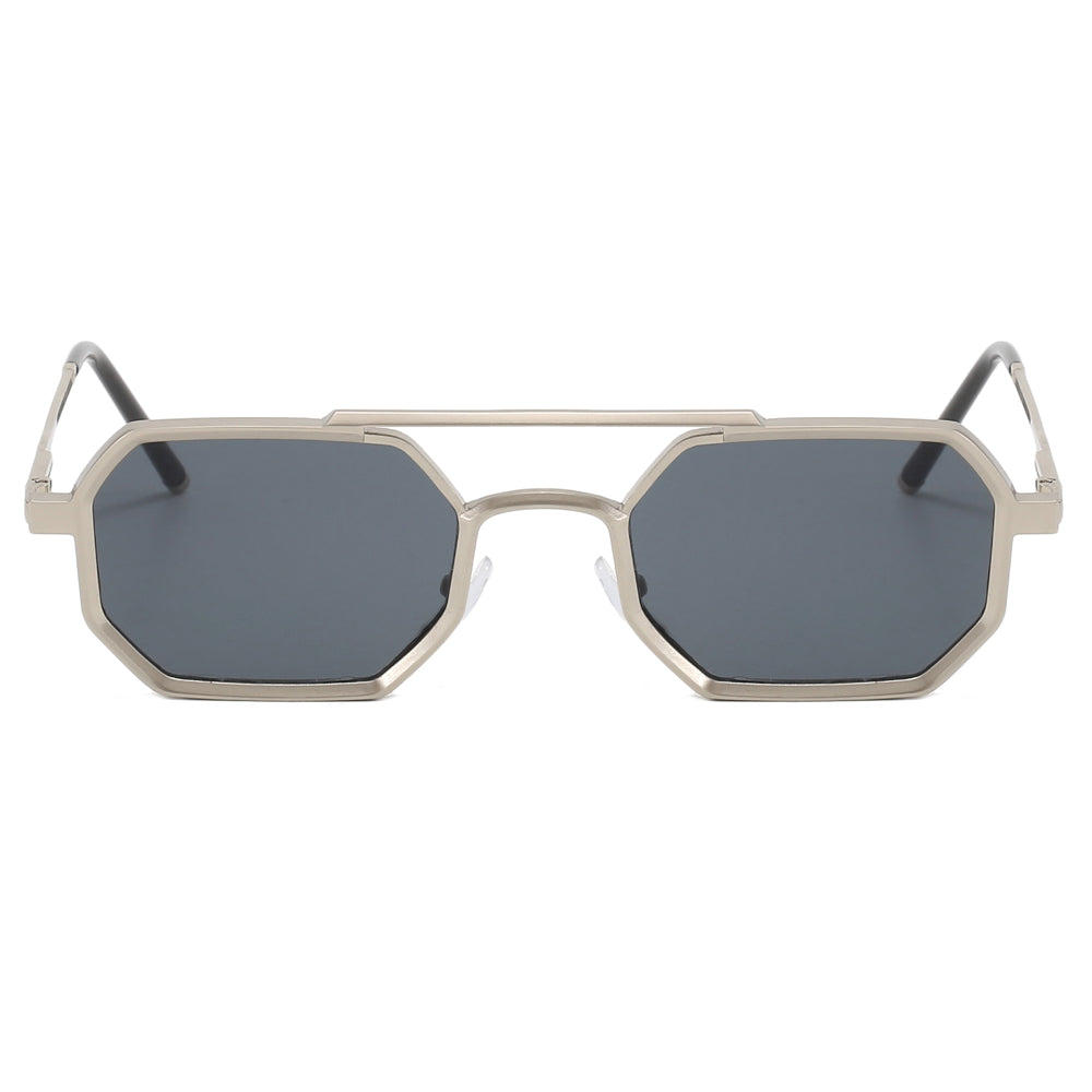 Polygon Double Bridges Top Bar Shades Metal Frame Sunglasses
