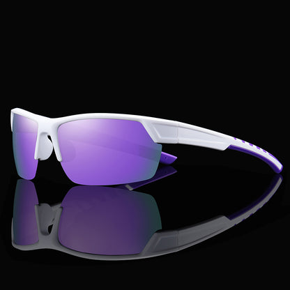Men Rectangular Half Frame Polarized Sports Driving Sunglasses