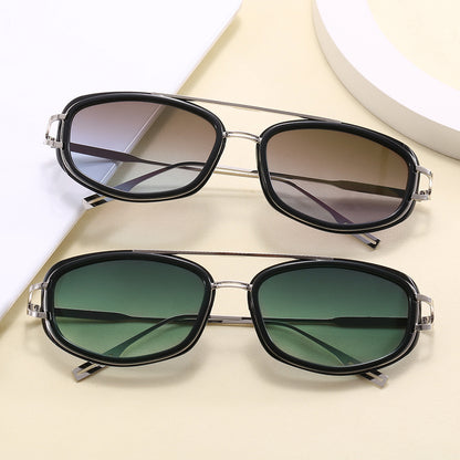 Retro Steampunk Rectangle Metal Frame Sunglasses