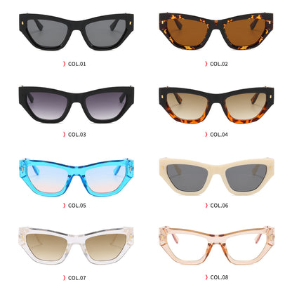 Cat Eye Women Flat Top Polygon Sunglasses