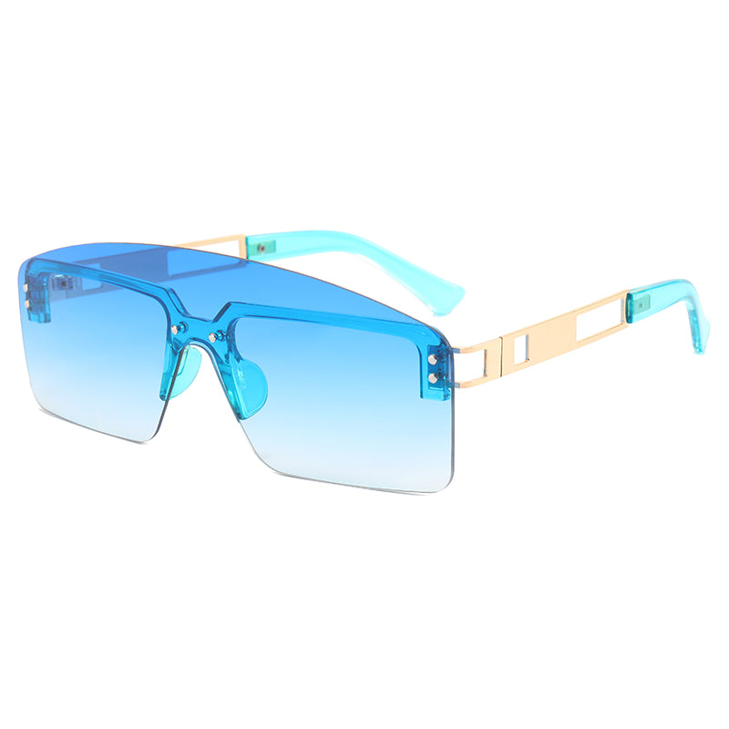 One Piece Tinted Lens Rimless Sunglasses