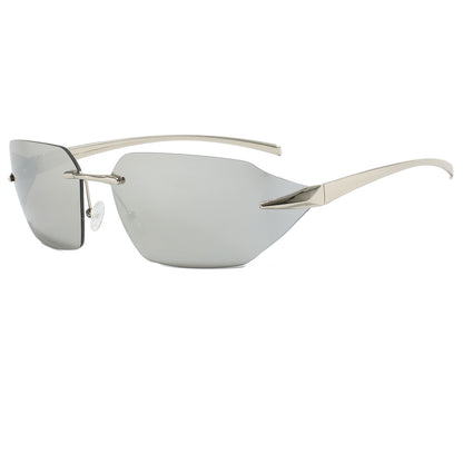 Y2K New Trendy Rimless rect-oval shape Sunglasses