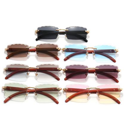 Retro Small Rectangle Rimless Sunglasses