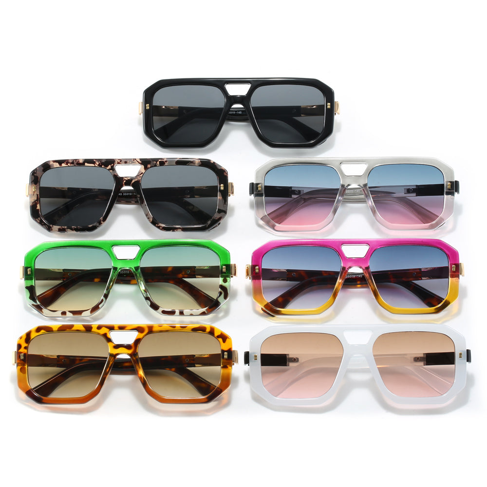 Polygon Flat Top Double Nose Bars Shades Sunglasses