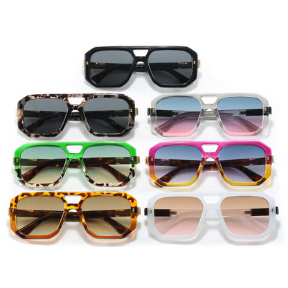 Polygon Flat Top Double Nose Bars Shades Sunglasses