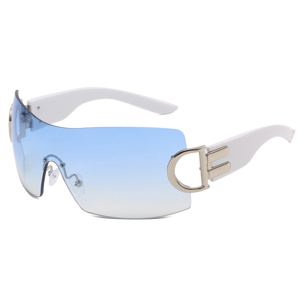 Y2K Oversized Rectangle One Piece Rimless Sunglasses