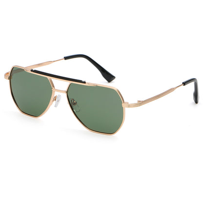 Retro Oversized Square Metal Frame Sunglasses