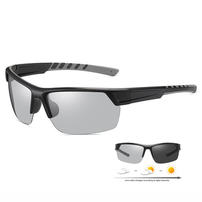 Men Rectangular Half Frame Polarized Sports Driving Sunglasses