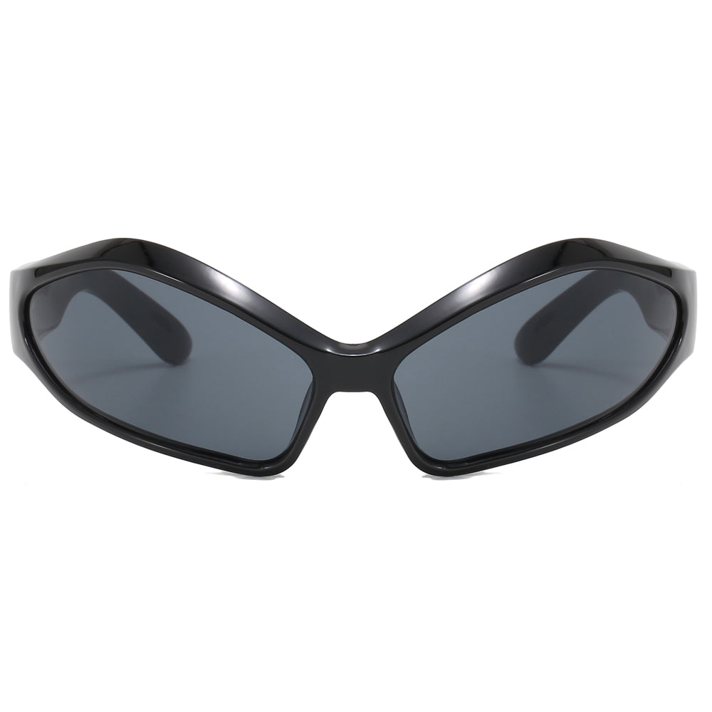 Y2K Retro Cheap Plastic Irregular Cat Eye Sports Shades Sunglasses