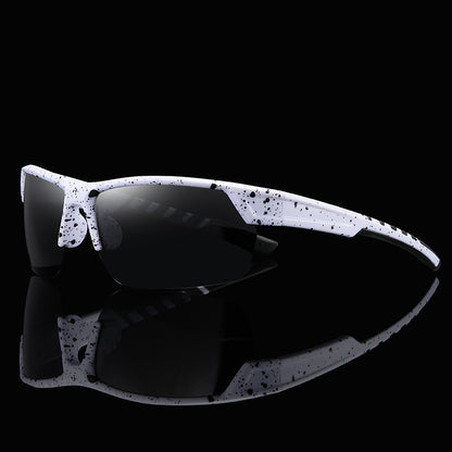 Men Rectangular Half Frame Polarized Sports Driving Sunglasses