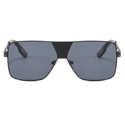 Oversized Square Metal Frame UV400 Gradient Shades Sunglasses