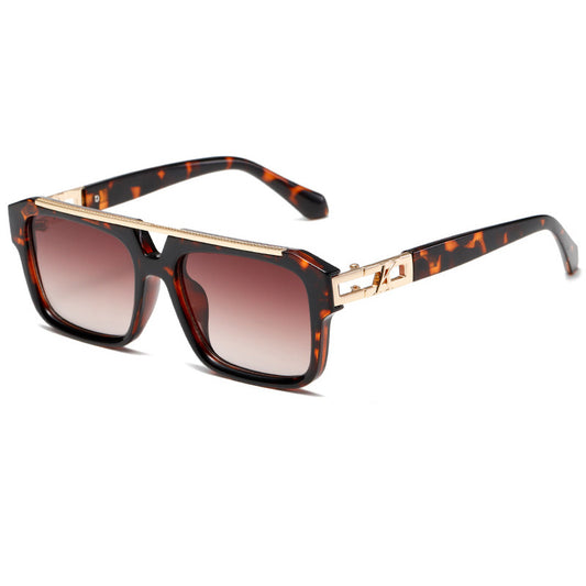 Oversized Luxury Flat Top Double Bridges Square Sunglasses