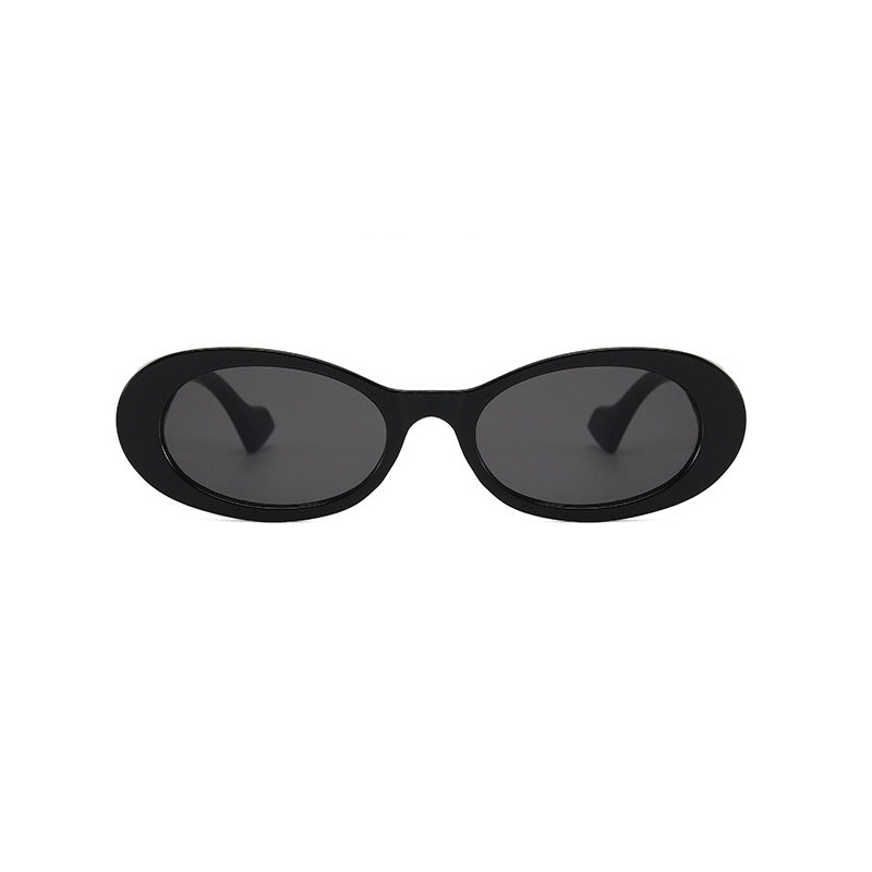 Retro Small Oval Thick Rimmed Sunglasses
