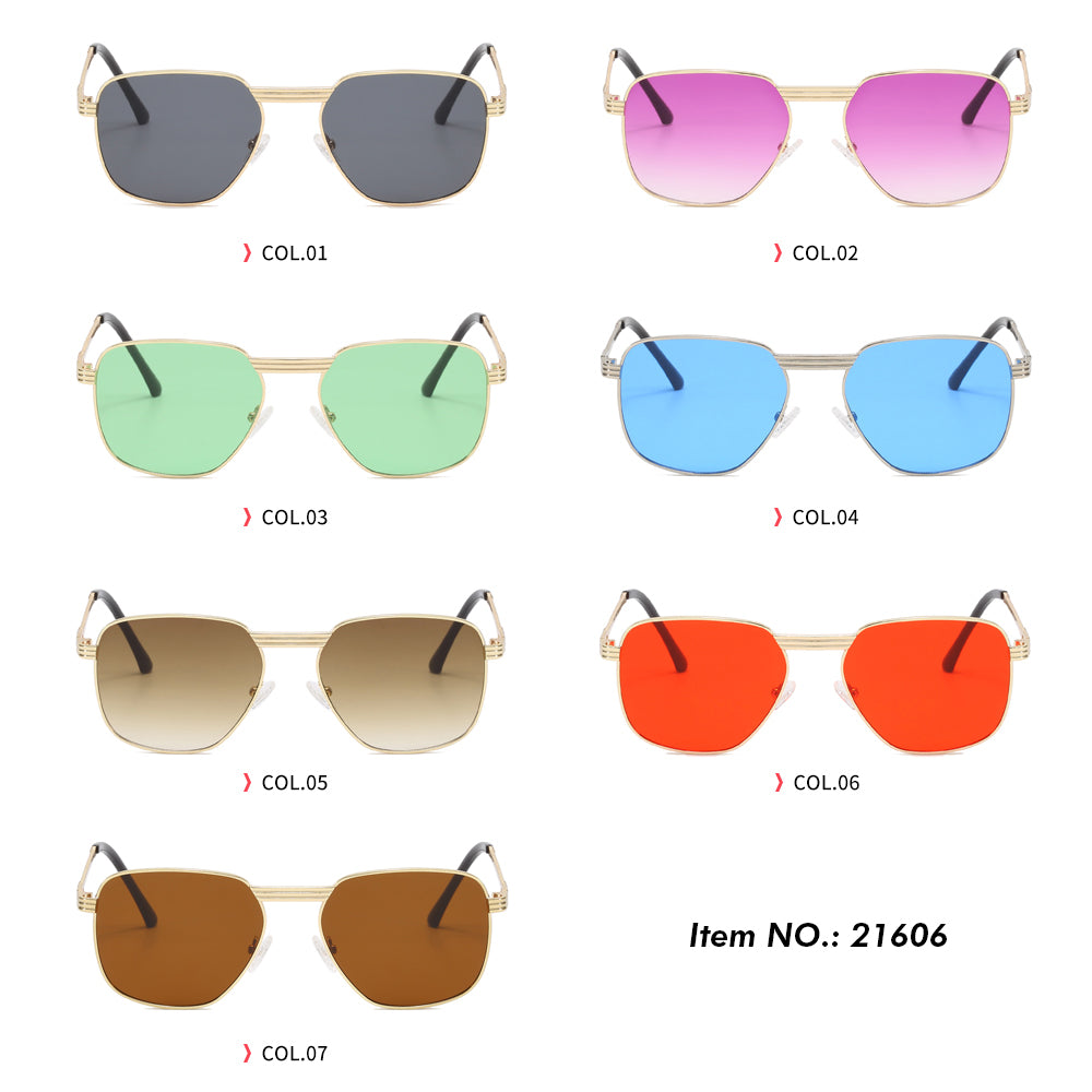 Retro Metal Frame Square UV400 Shades Sunglasses