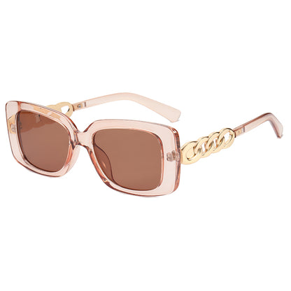 Retro Rectangle Chain Temple Sunglasses