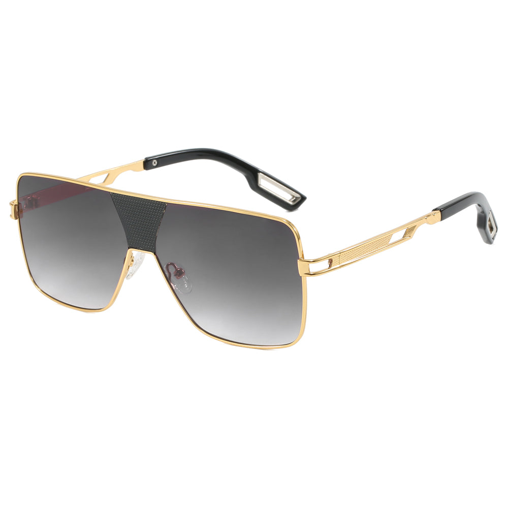 Oversized Square Metal Frame UV400 Gradient Shades Sunglasses