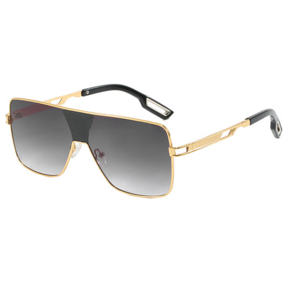 Oversized Square Metal Frame UV400 Gradient Shades Sunglasses