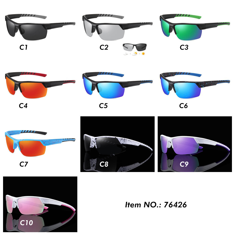 Men Rectangular Half Frame Polarized Sports Driving Sunglasses