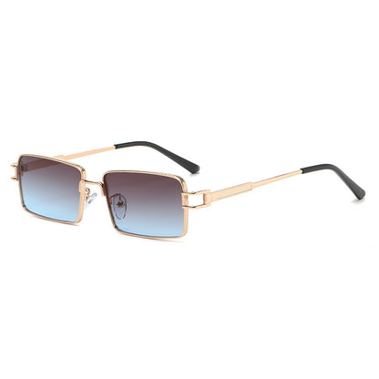 Rectangle Narrow Metal Frame INS Street Style Sunglasses