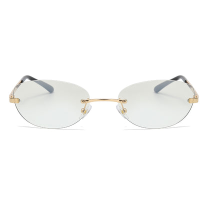 Fashion Small Oval Rimless Sunglasses