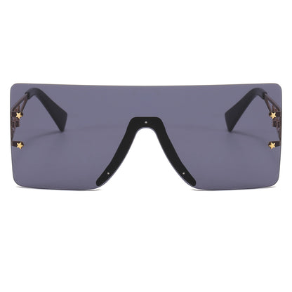 Flat Top Oversized Square Rimless Sunglasses