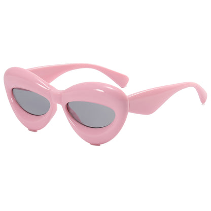 Inflated Women Oval Cat Eye Sunglasses