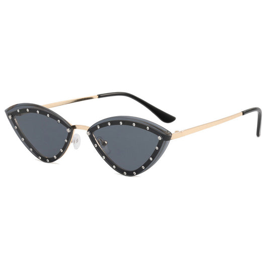 Rimless Crystal Cat Eye Sunglasses