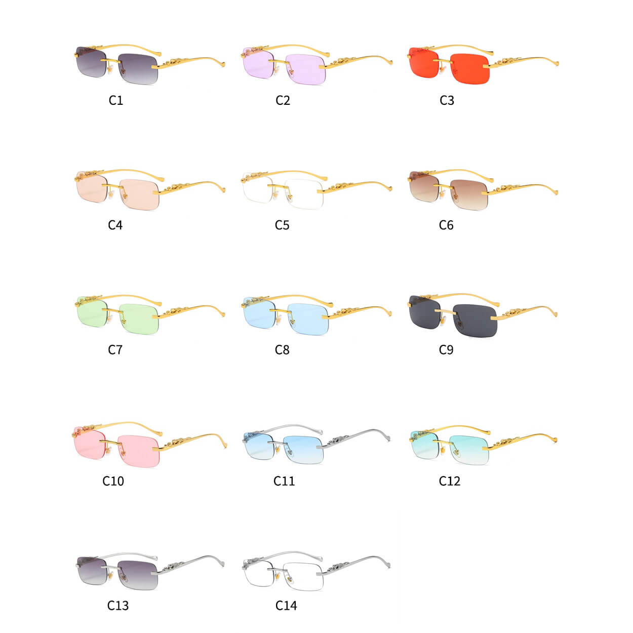 Cheetah Rectangle Rimless Sunglasses