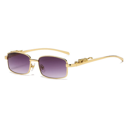 Cheetah Small Rectangle Metal Frame Sunglasses